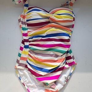 Colorful Stripe Nip Tuck one piece swimsuit ECU size 6